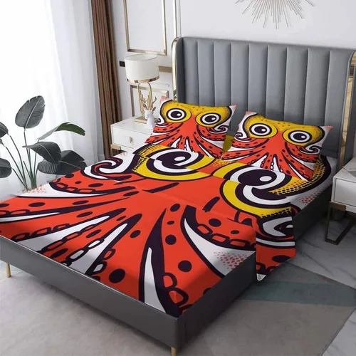 Vista 10 de Octopus Sheets - Juego de sábanas de tamaño individual, sábanas de microfibra suave, bolsillo profundo, sábanas y fundas de almohada estampadas sin