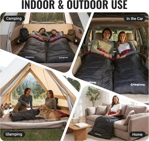 Vista 7 de KingCamp Sleeping Bag for Adults, Cold Weather & Warm XL Big and Tall Flannel Sleeping Bags with Compression Sack Portable Waterproof Essentials
