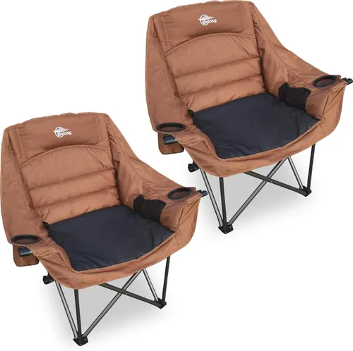 Vista 12 de Bolosy Paquete de 2 Sillas de Camping de Gran Tamaño para Adultos de Servicio Pesado Sillas Plegables para Exteriores Acolchadas Sillas de Césped