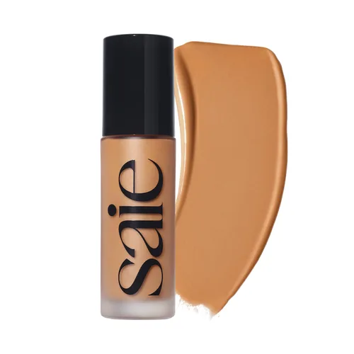 Vista 23 de Saie Glowy Super Skin Tint Base Líquida - Base Sin Peso + Luminosa con Cobertura Media Ligera - Maquillaje Facial Hidratante + Suero para el Cuidado