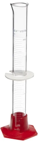 Vista 3 de Corning Pyrex Vista - Cilindro volumétrico y graduado de vidrio de borosilicato único con base hexagonal de plástico, TC, capacidad de 0.3 fl oz