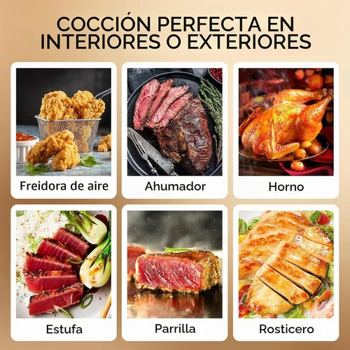 Vista 8 de Termómetro inalámbrico para carne: termómetro inteligente Bluetooth de 500 pies para cocinar y asar a la parrilla, termómetro digital CaloriMastery