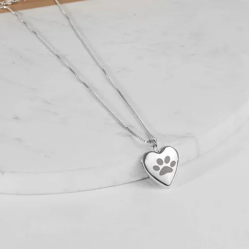 Vista 9 de PicturesOnGold.com Collar con dije de plata de ley con forma de corazón de pata de perro, incluye cadena de 18 pulgadas, Plata esterlina