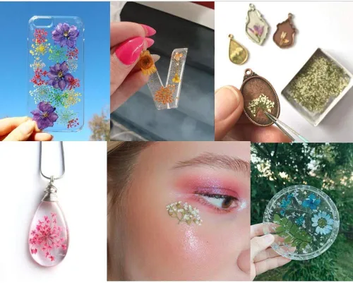 Vista 8 de LPOne - 60 piezas de uñas 3D de flores secas, accesorios de resina mini naturales para suministros de arte de uñas, calcomanías mixtas de flores