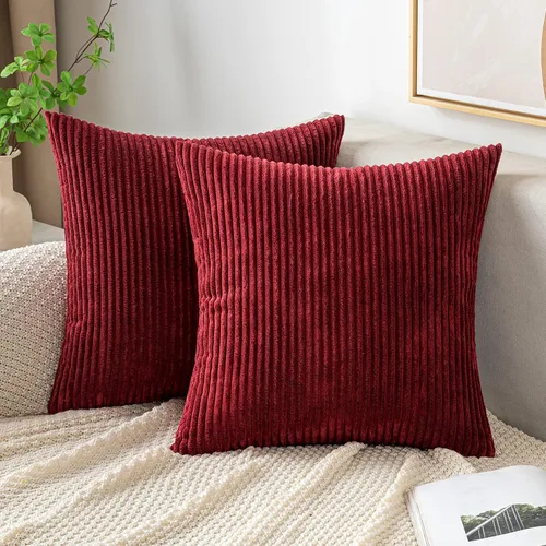 Vista 36 de EMEMA Fundas de Cojines Decorativos de Pana Suave a Rayas Cuadradas, Fundas de Almohadas de Primavera para Sofá, Dormitorio, Silla, Automóvil 16 x
