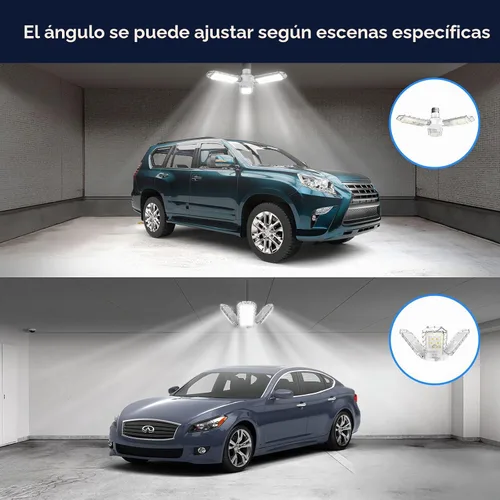 Vista 4 de SANSI Luces de garaje, equivalente a 300 W. Iluminación de garaje LED de techo, luz deformable para taller, 30 W 5000 K luz diurna atornillada