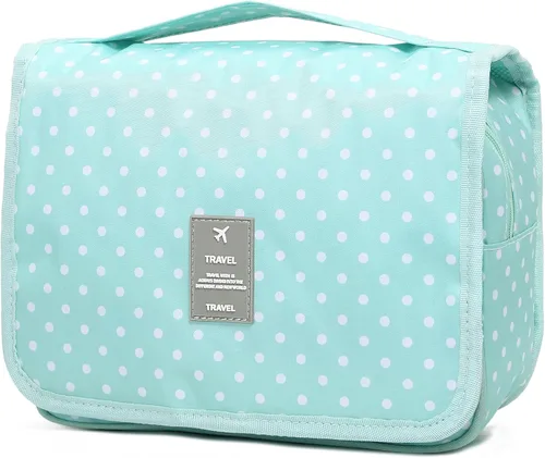 Vista 19 de Sechunk Neceser de maquillaje resistente al agua, bolsa de cosméticos organizador de viaje para accesorios, bolsa de viaje con gancho para colgar