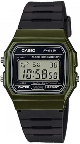 Vista 9 de Casio F91W Series Digital Watch Water Resistant LED Light 1/100 SEC Stopwatch Regular Time Keeping (HR, Min, SEC, PM, Date, Day) Daily