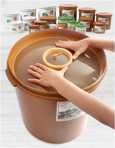 Vista 4 de E-Jen Premium - Contenedor para Kimchi y Sauerkraut, para fermentación de probióticos con tapa de vacío interior, redondo, 0.4 galones/ 1.5 litros