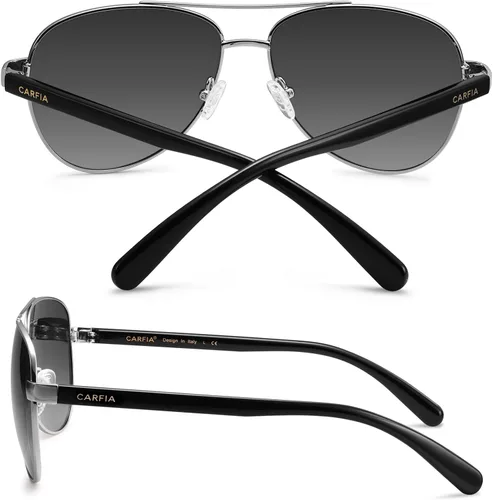 Vista 40 de CARFIA Gafas de sol polarizadas para mujer, protección UV, brazos de acetato, marco de metal, sombras para mujer, CA3216