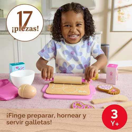 Vista 2 de Fisher-Price Juego de hornear galletas Barbie de madera