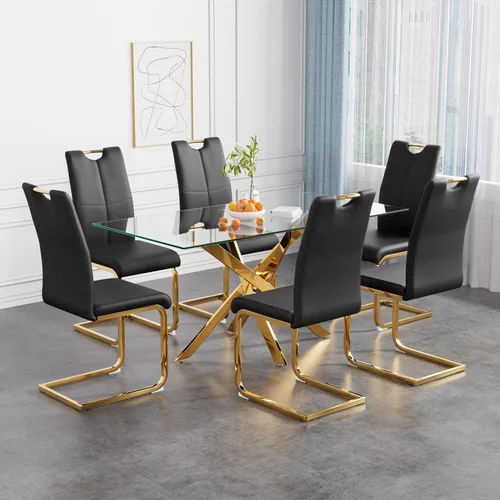 Vista 45 de Juego de mesa de comedor de 36 pulgadas para 4, moderna parte superior cuadrada de vidrio templado, mesa de patas de acero inoxidable con acabado