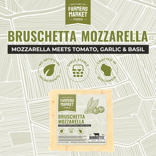 Vista 9 de Juego de regalos de queso de Wisconsin, sin gluten, keto, paleo, bajo en sodio, sin azúcar, de Farmers Market, 1 paquete, Bruschetta Mozzarella