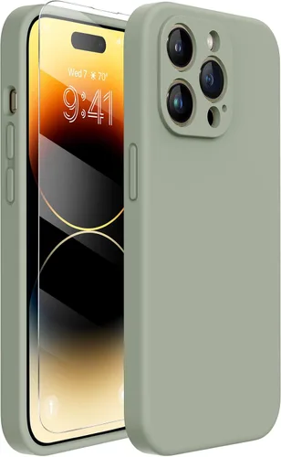 Vista 10 de Miracase Funda diseñada para iPhone 13 Pro Max con protector de pantalla, [forro de microfibra suave antiarañazos], funda protectora de silicona