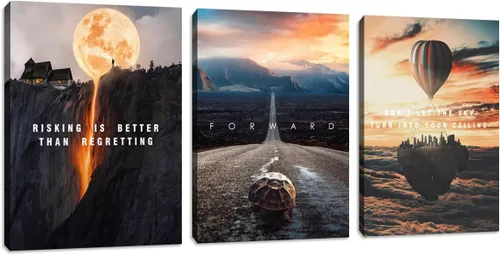 Vista 23 de Arte de pared motivacional para oficina, lienzo inspirador, arte de pared, póster de ajetreo, impresión de cita de empresario, pintura de pared, 3