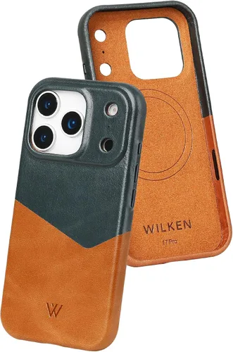 Vista 20 de Funda de teléfono delgada de cuero Wilken compatible con iPhone 15 Compatible con MagSafe y carga inalámbrica Cubierta de cuero de grano Negro