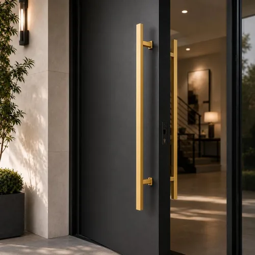 Vista 8 de Rectangle H-Type Door Pull 72" Gold (85mm Bolt)