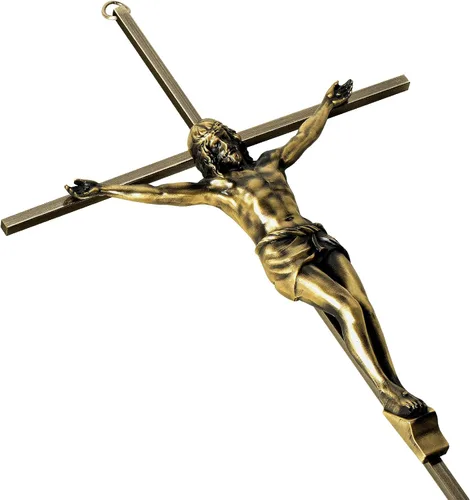 Vista 10 de KUXBET Cruz con Crucifijo, Crucifijo de Jesús en Oro Metálico, Regalo de Bolsillo de Cruz de Estrés para Aliento/Animo para Fe Cristiana, Oración