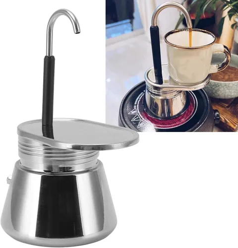 Vista 5 de GOWENIC Cafetera italiana de acero inoxidable, olla portátil de gran capacidad, 101 a 16.9 fl oz