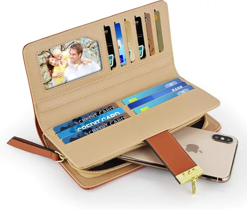 Vista 2 de PGXT Womens Long Leather Card Holder Purse Zipper Buckle Elegant Clutch Wallet
