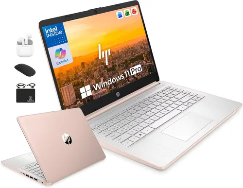 Vista 10 de HP Computadora portátil de 14 pulgadas para productividad empresarial estudiantil 2026, MS Office y Win 11 Pro, Copilot AI, CPU Intel de 4 núcleos