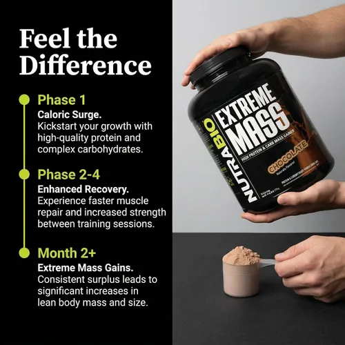 Vista 7 de NutraBio Extreme Mass Gainer Proteína en Polvo, 53G de Proteína, Ganador de Peso Limpio, Aumenta la Masa Muscular, Ácidos Aminados de Espectro