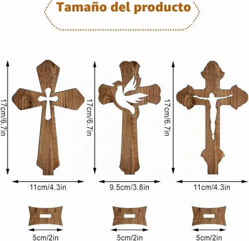 Vista 2 de Kathfly 24 cruces de madera de Pascua para manualidades, decoración de bautismo, católica, rústica, sin terminar, para centros de mesa, decoración