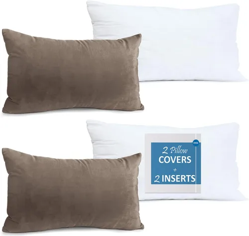 Vista 30 de Nestl Juego de 2 rellenos de almohada con terciopelo suave y sólido, juego de fundas de almohada cuadradas decorativas para sofá, automóvil Azul