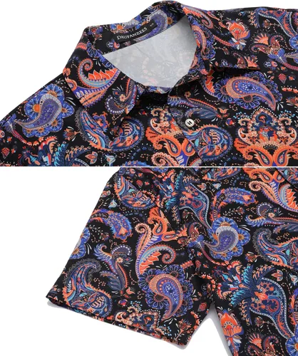 Vista 4 de Daupanzees Camisa de vestir con estampado de diseño de lujo de manga corta para hombre