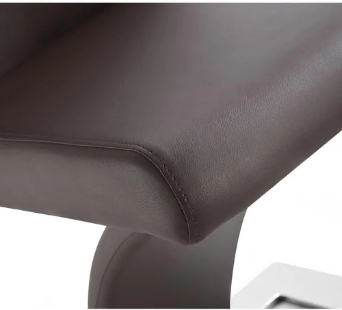 Vista 5 de ZURI Muebles Silla de comedor moderna Mesa en cuero sintético marrón y acero inoxidable