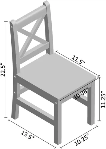 Vista 2 de eHemco Silla infantil con respaldo en X de madera maciza, color café, juego de 2