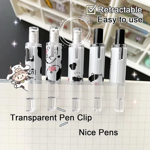 Vista 3 de Lindos bolígrafos kawaii de tinta negra de 0.020 in, punta fina, bolígrafo de escritura suave para suministros escolares de oficina, regalos