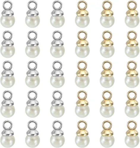 Vista 62 de PATIKIL Abalorio de perlas, 100 cuentas de perlas de imitación de perlas colgantes para bricolaje para hacer joyas, pulseras, aretes, collares Beige