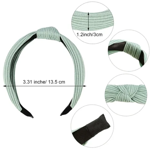 Vista 3 de Maxdot 8 diademas para mujer, turbante ancha anudada, bandas para el cabello, accesorios elásticos para el cabello para mujeres y niñas
