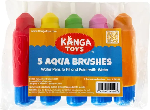 Vista 2 de 5 Pinceles de Agua Multicolor, Juego de Pinceles para Pintar con Agua, Bolígrafos de Repuesto Water Doodle Wow de Kanga Toys para Libros de Dibujo