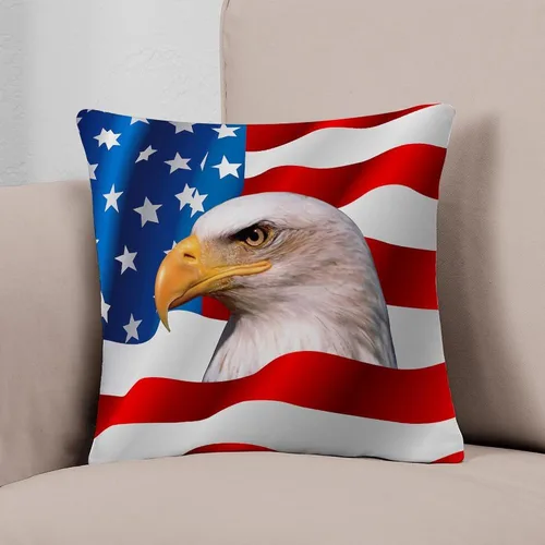 Vista 3 de CafePress Bald Eagle On American Flag Everyday Pillow Square Pillow, Decorative Accent Pillow Woven