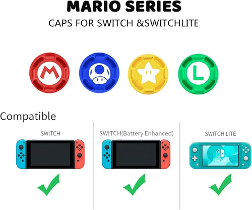 Vista 5 de 4 piezas de silicona para joystick de pulgar para Nintendo Switch Joy-Con ControllerSwitch OLEDSwitch Lite edición limitada