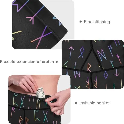 Vista 3 de Rainbow Magic Rune Symbols Witch High Waisted Yoga Pants for Women Fashion Buttery Soft Leggings for Gym Outfits XS