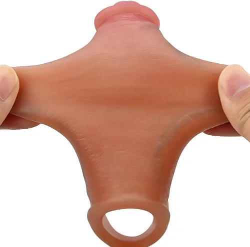 Vista 5 de SXOVO Consoladores realistas de silicona líquida para el pene, 3 piezas para el pene, juguete sexual realista de vetas y glande para pene, juguete