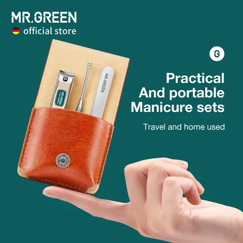 Vista 2 de MR.GREEN Juegos de manicura portátil kits de pedicura herramienta cortaúñas de acero inoxidable estuche de aseo de viaje tijeras de uñas caja
