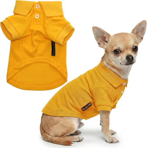 Vista 51 de Camisas Polo Parisian Pet - Camisa de Algodón Transpirable para Perros - Azul Sólido, Ropa de Verano con Capucha - Cuello con Botón para Perros