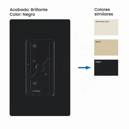 Vista 2 de Lutron Caseta Interruptor inteligente de control de velocidad de ventilador (se requiere Smart Hub Lutron), unipolar, PD-FSQN-BL, negro