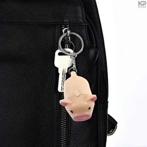 Vista 6 de Llavero de cerdo lindo llavero mochila para niños 3 piezas de cerdo divertido llavero de luz LED mochila chica llavero linterna Llavero de luz LED