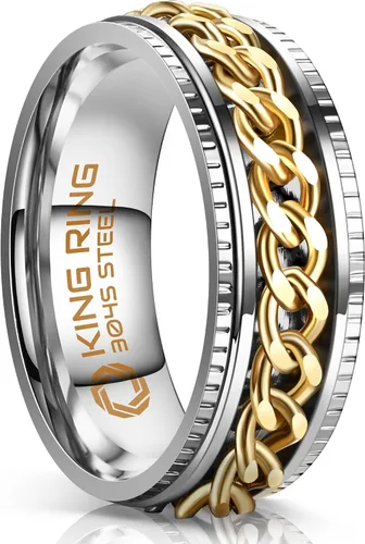 Vista 9 de King Ring 8mm Super Spinner Stainless Steel Fidget Rings – Designed in USA Negro