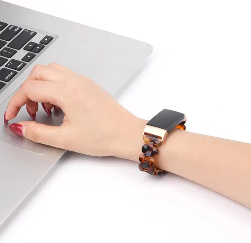 Vista 3 de Bandas ovaladas de resina compatibles con Fitbit Charge 3/3 SE/Charge 4 bandas para mujer, elegantes pulseras de relación con hebilla de acero