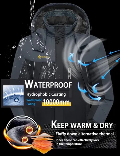 Vista 4 de GEMYSE chaqueta de esquí para hombre, impermeable, rompevientos, para la nieve