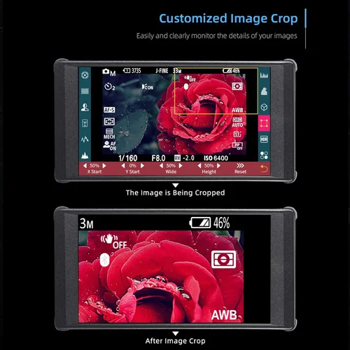 Vista 7 de Portkeys PT6 + NP-F750 - Kit de cargador Zgcine, pantalla táctil DCI-P3 IPS de 5.2 pulgadas, monitor de campo DCI-P3 IPS DSLR en cámara, entrada