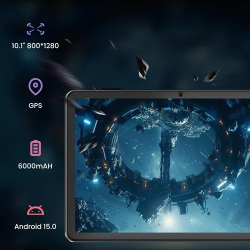 Vista 2 de Tablet Android, 10.1 pulgadas Android 15 Tablets 18 (6+12) GB RAM 128GB ROM, 1280x800 Incell HD pantalla táctil, batería de 6000mAh, Bluetooth
