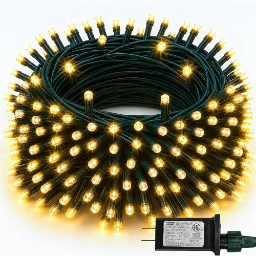 Vista 21 de Luces de Navidad, 1000 luces LED de 328 pies para árbol de Navidad enchufables con 8 modos, control remoto, tira de luces de Navidad impermeables