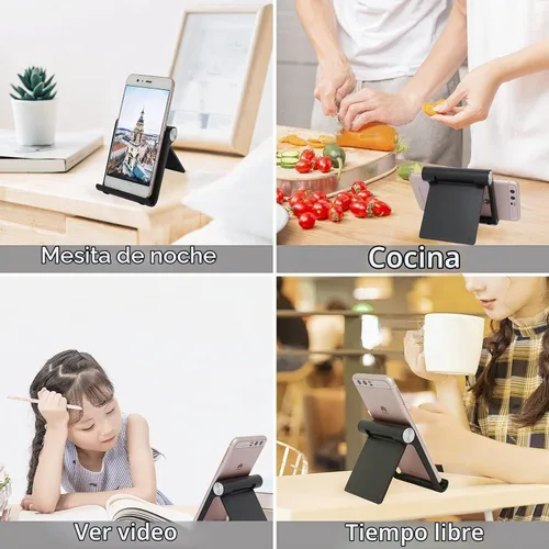 Vista 8 de Mayten Soporte plegable para teléfono celular para iPhone, soporte ajustable para teléfono con amplia compatibilidad, base de escritorio portátil